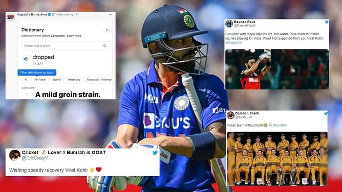 "Green track. Senior Indian batsman. Groin injury. Hmm..." - Fans troll Virat Kohli for being unfit for 1st ODI vs England