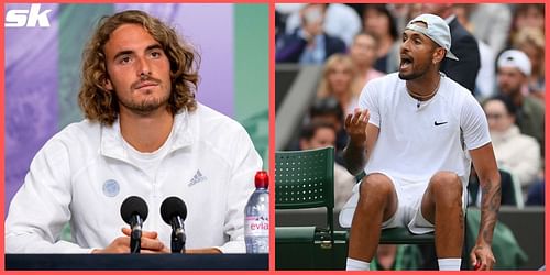 Stefanos Tsitsipas (L) and Nick Kyrgios (R)