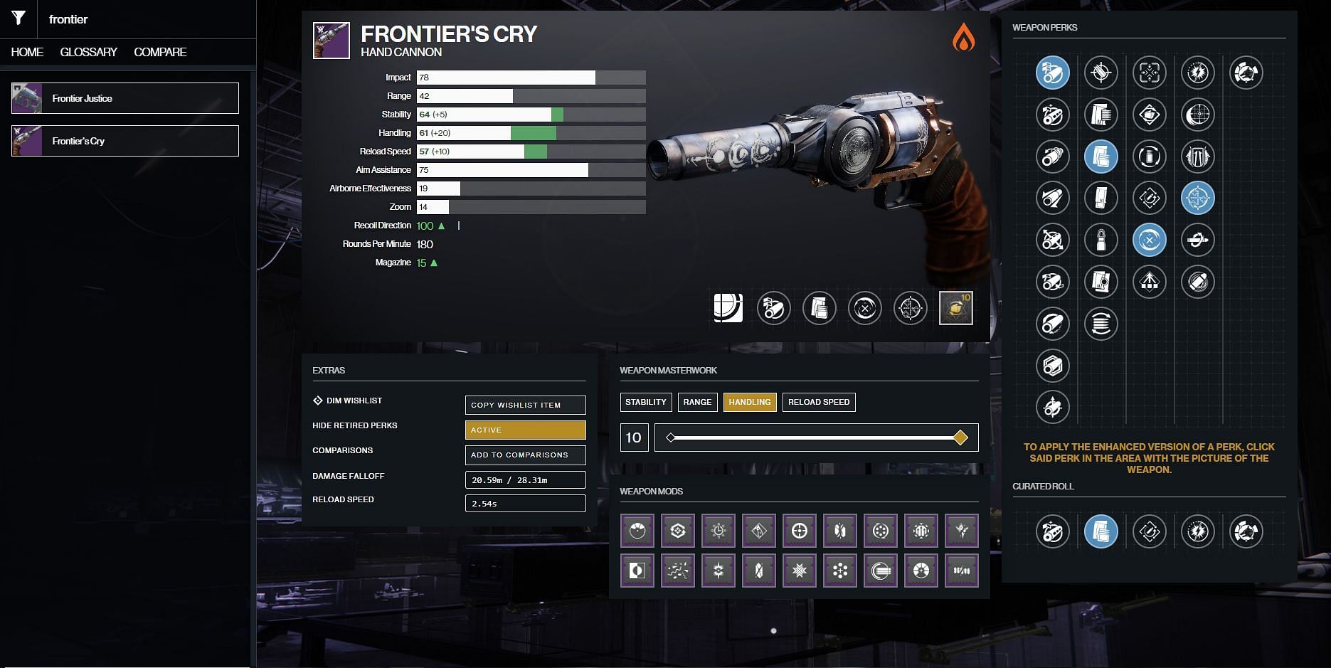 Best PvE perks for Frontier&#039;s Cry (Image via Destiny 2 Gunsmith)