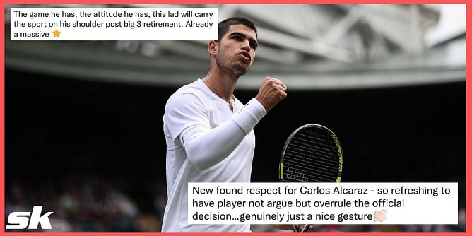 "From the same mould as Rafael Nadal, another great sportsman in the making" - Tennis fans laud Carlos Alcaraz's sportsmanship during 3R win at Wimbledon