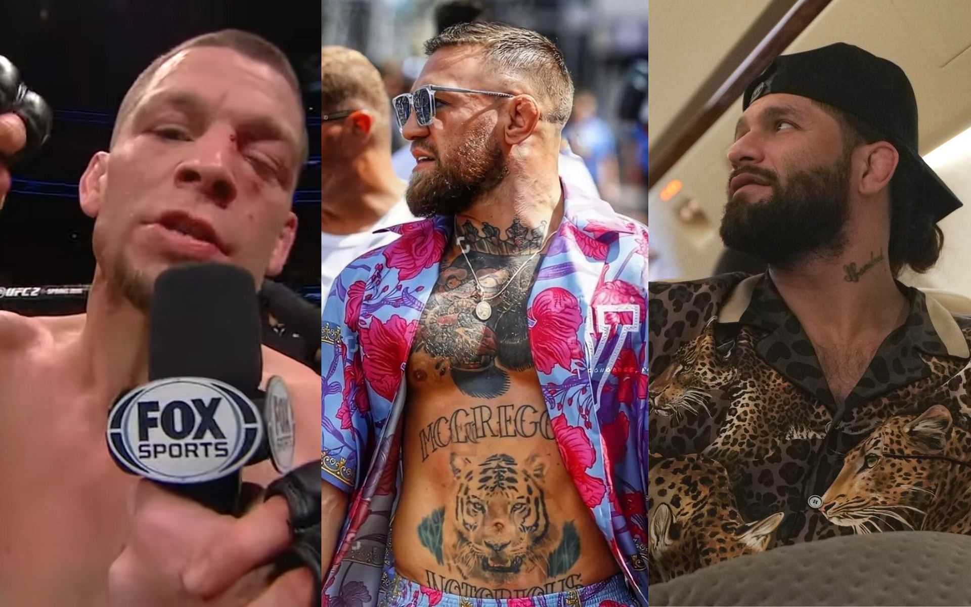 Nate Diaz, Conor McGregor, Jorge Masvidal [Images courtesy: UFC ON FOX via YouTube, @thenotoriousmma and @gamebredfighter via Instagram]