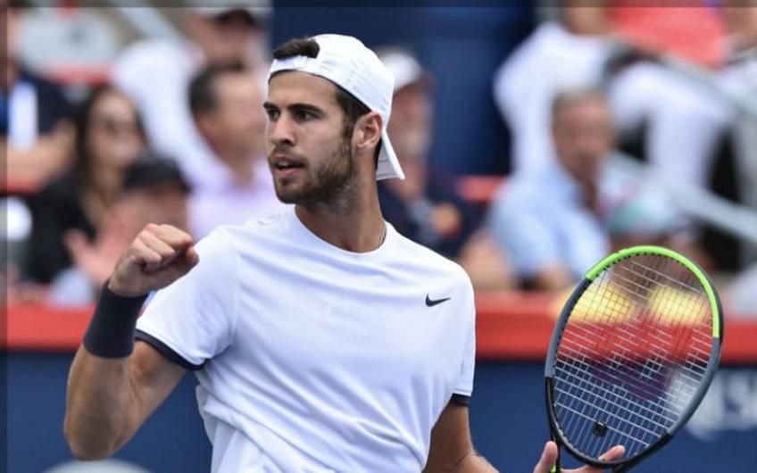Karen Khachanov struggled to win points on his second serve in the match