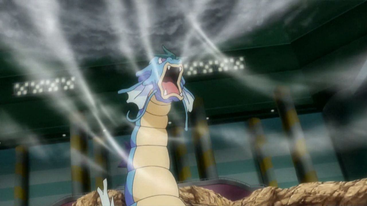 Gyarados using Hurricane in the anime (Image via The Pokemon Company)