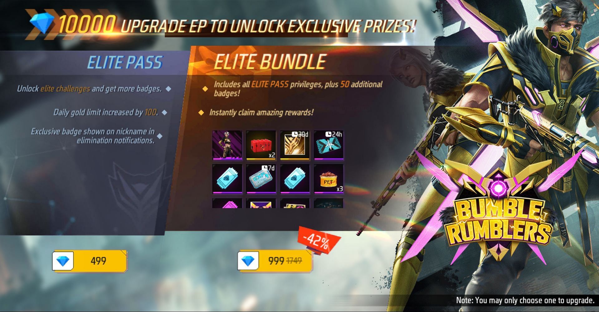 Gamers can obtain the Free Fire MAX Elite using diamonds (Image via Garena)