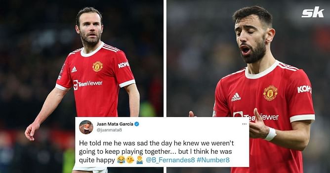 “He told me he was sad the day he knew we weren’t going to keep playing together” – Mata reacts hilariously as Bruno Fernandes takes his old Manchester United shirt number