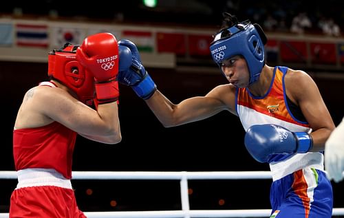 India's Lovlina Borgohain (right) at the Tokyo Olympics. (PC: Getty Images)