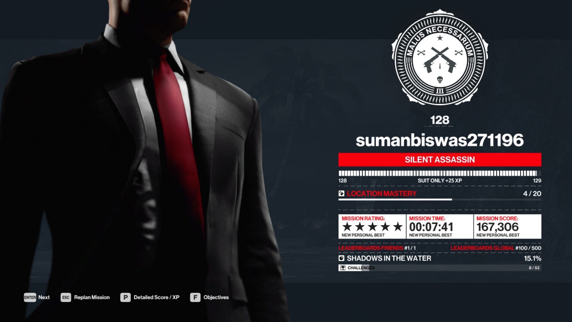 Getting the coveted Suit Only Silent Assassin in Ambrose Island (Image via IO Interactive)