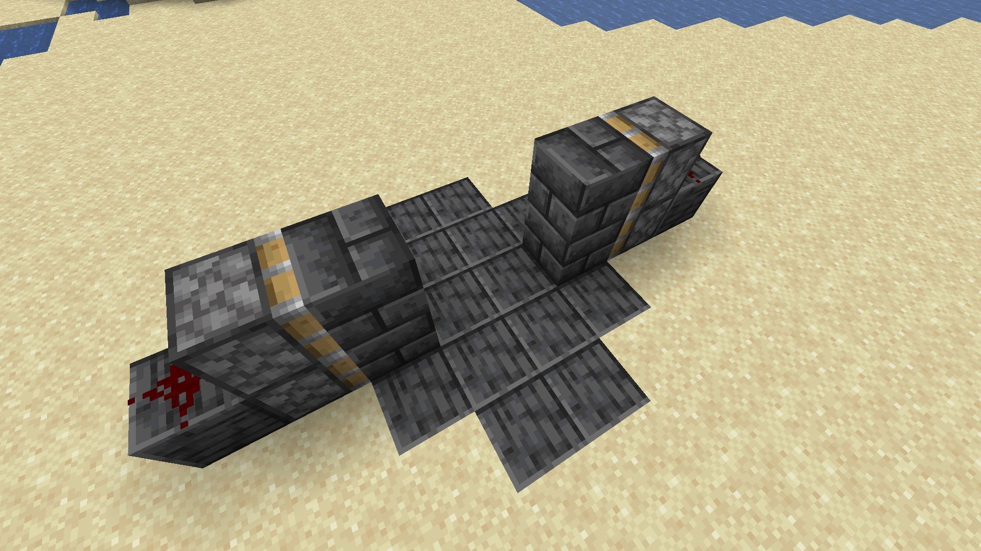 The redstone internals of the door are hidden by blocks (Image via Minecraft)