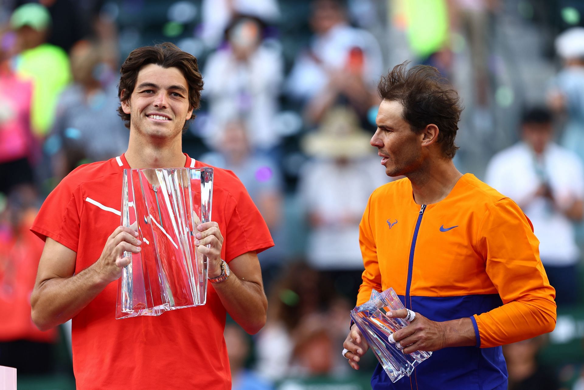 Taylor Fritz and Rafael Nadal after the Indian Wells final