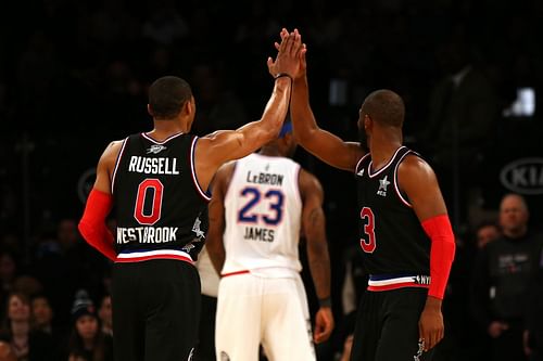 Chris Paul vs. Russell Westbrook. (Image via Getty Images)