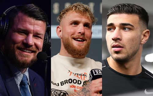 Michael Bisping (L), Jake Paul (M), and Tommy Fury (R)