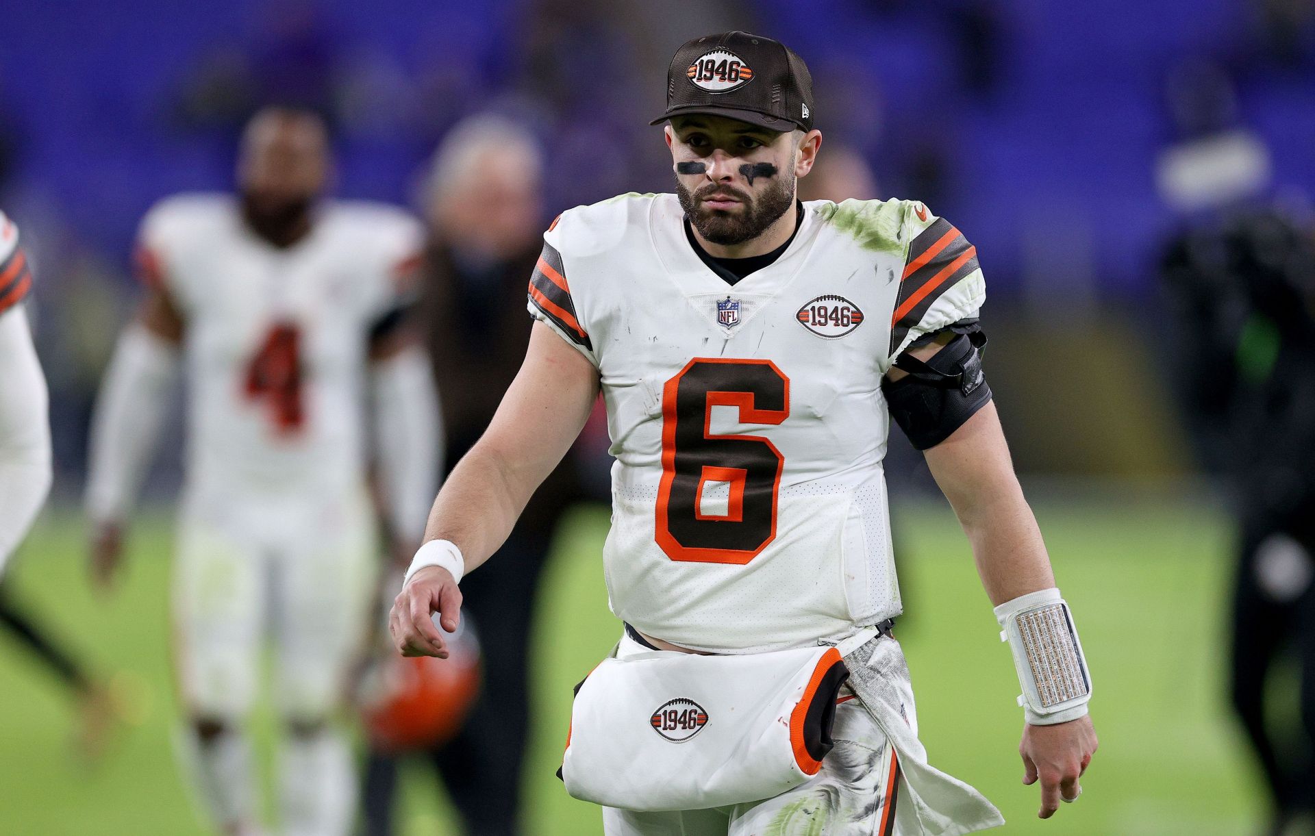 Former Cleveland Browns QB Baker Mayfield, now with the Carolina Panthers