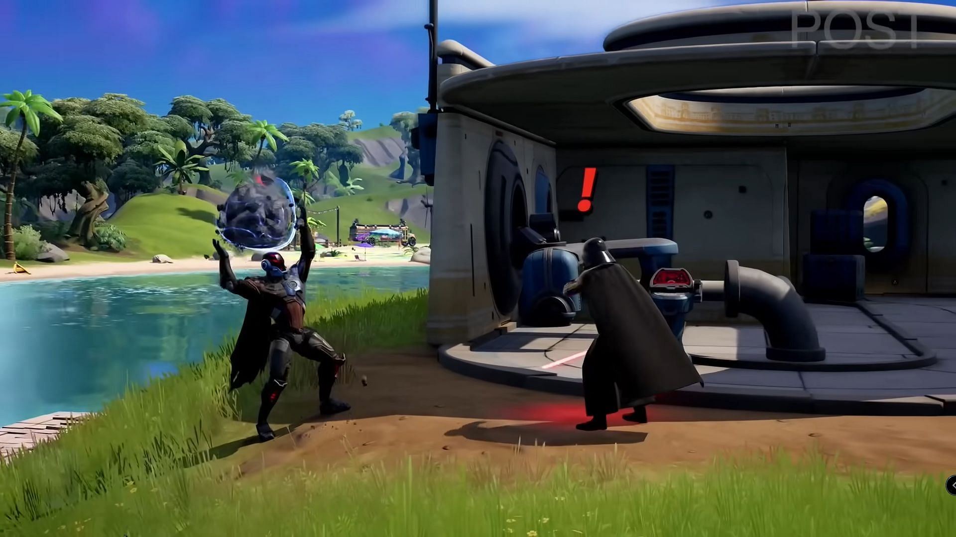 Watching Darth Vader fight The Foundation in Fortnite is a surreal experience (Image via YouTube/By Post)