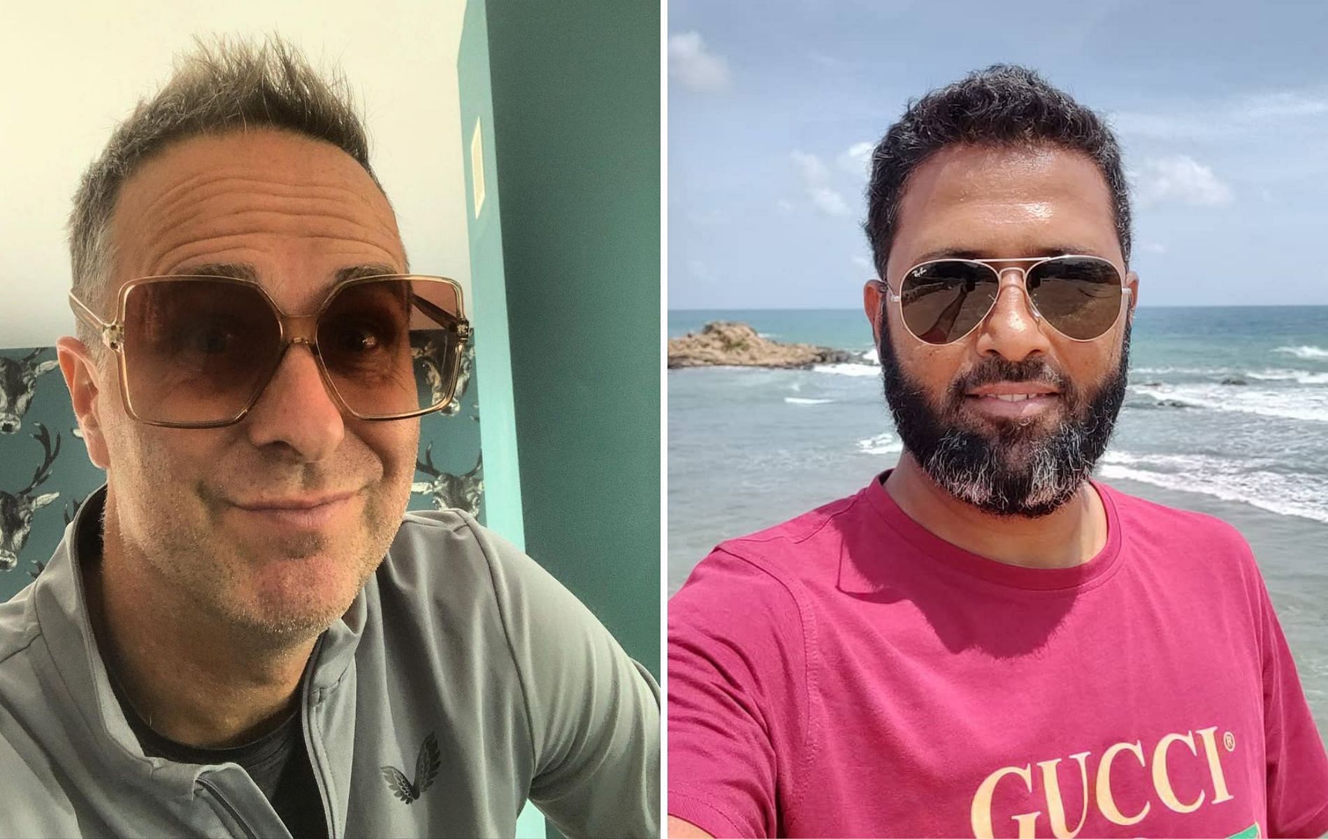 Michael Vaughan (L) and Wasim Jaffer. (Pics: Instagram)