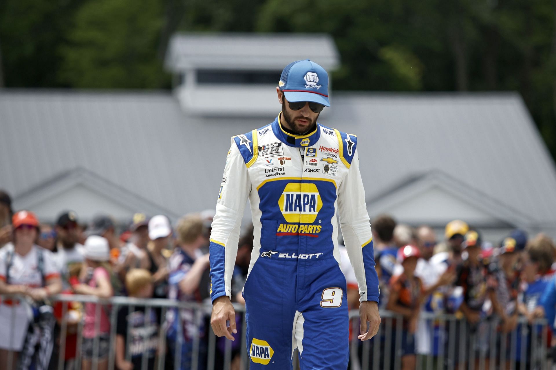 Chase Elliott walks the grid prior to the NASCAR Cup Series Kwik Trip 250 at Road America.