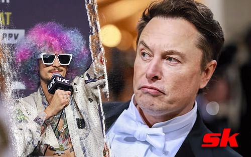 Sean O' Malley (L) had a strange request for Tesla owner and billionaire Elon Musk (R)