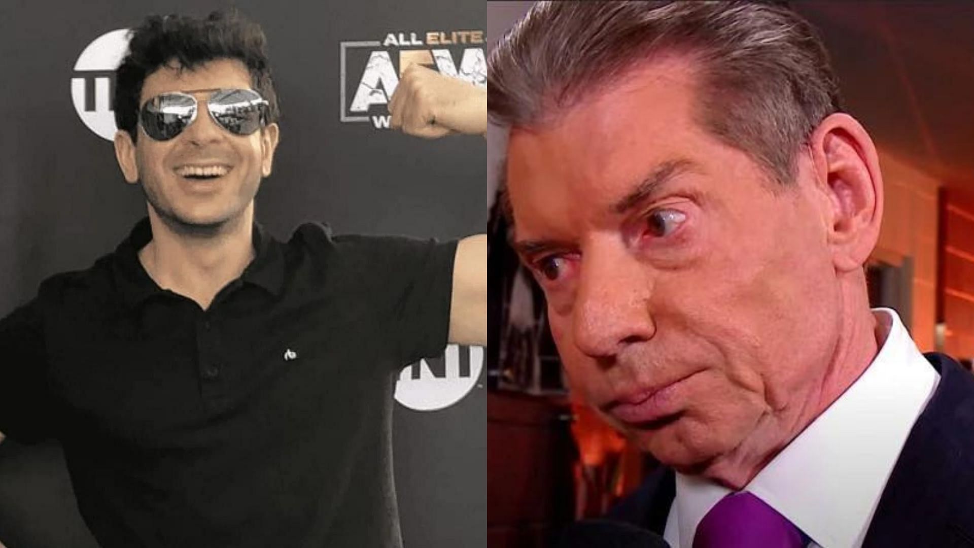 Tony Khan (left); Vince McMahon (right)