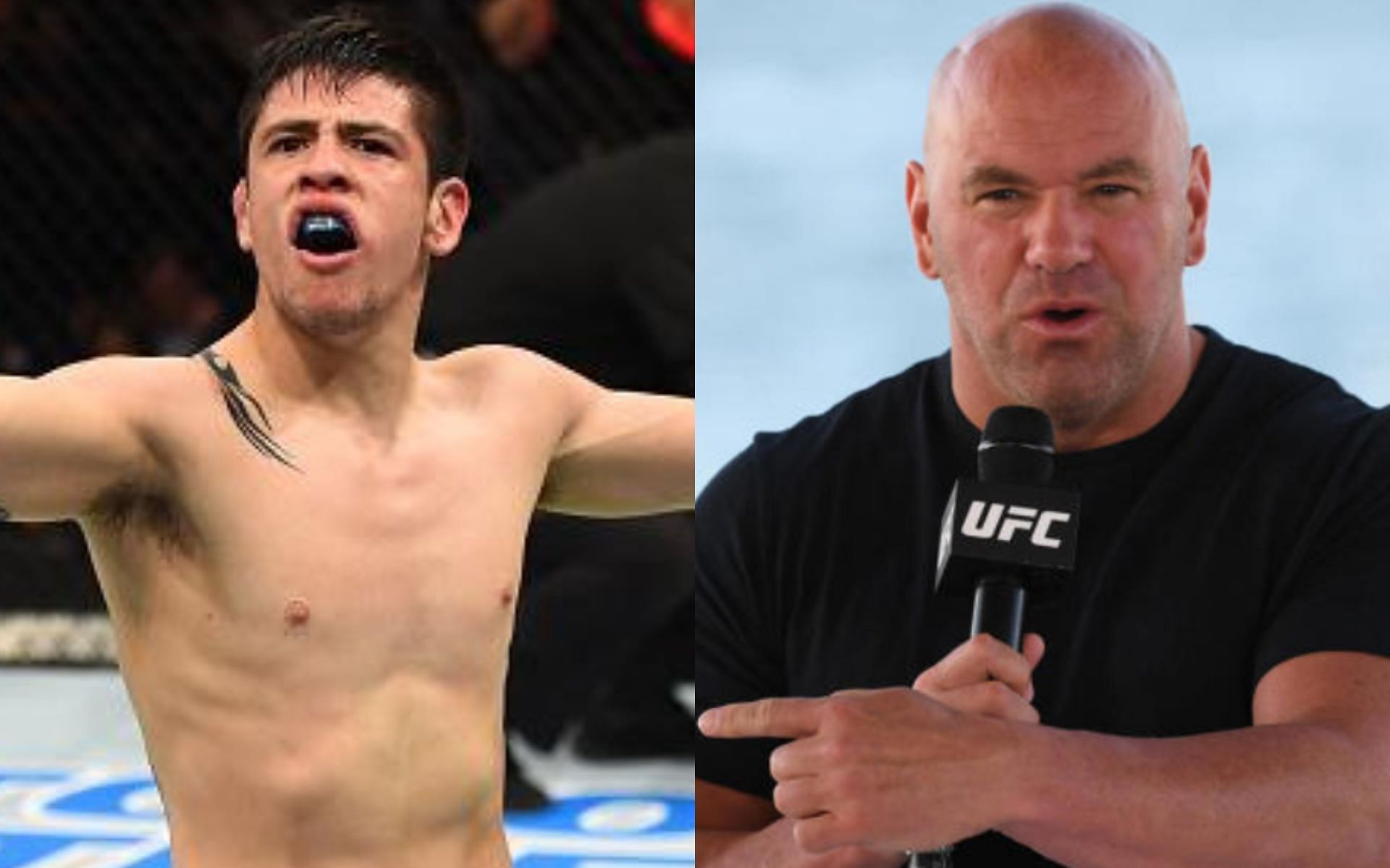 Brandon Moreno (left. Image credit: UFC.com), Dana White (right. Image credit: Getty Images)