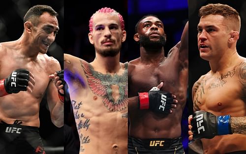 Tony Ferguson (far left), Sean O'Malley (left), Aljamain Sterling (right), Dustin Poirier (far right)