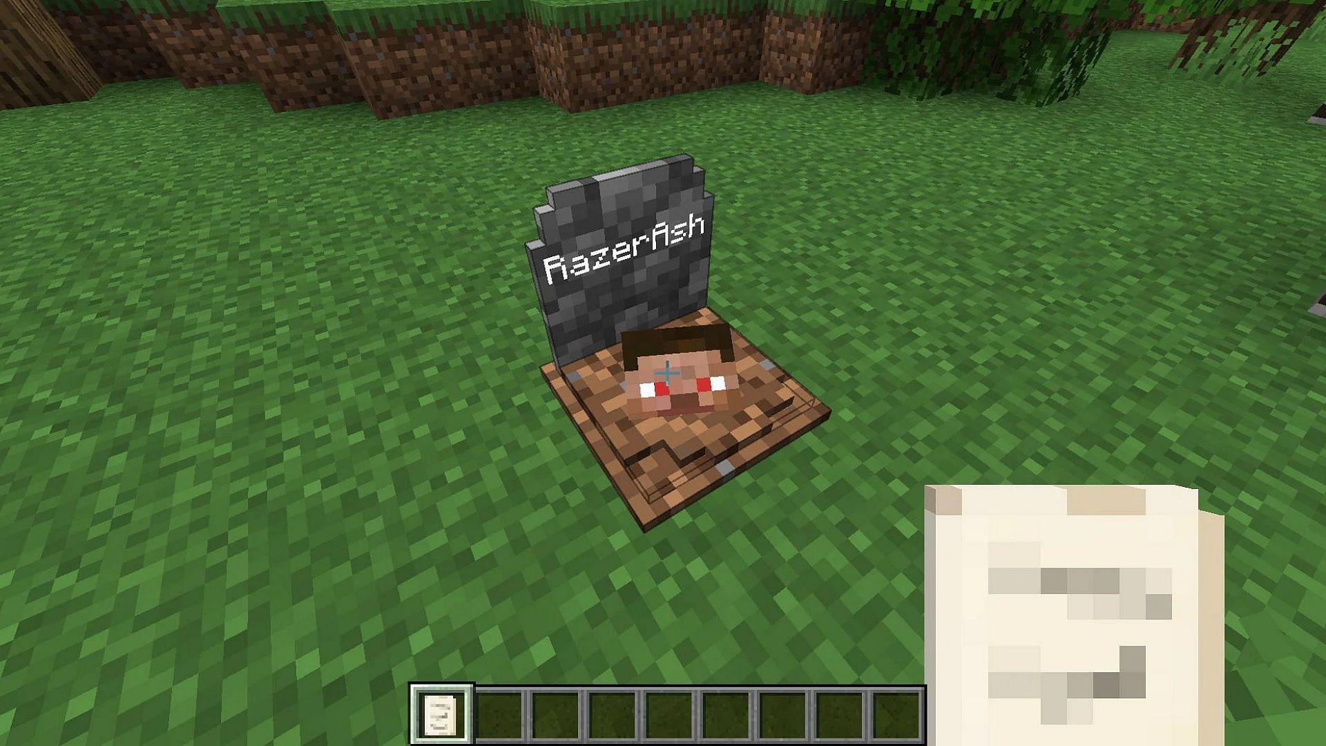 Gravestone created by the mod that stores all the dropped items (Image via Mojang Studios)