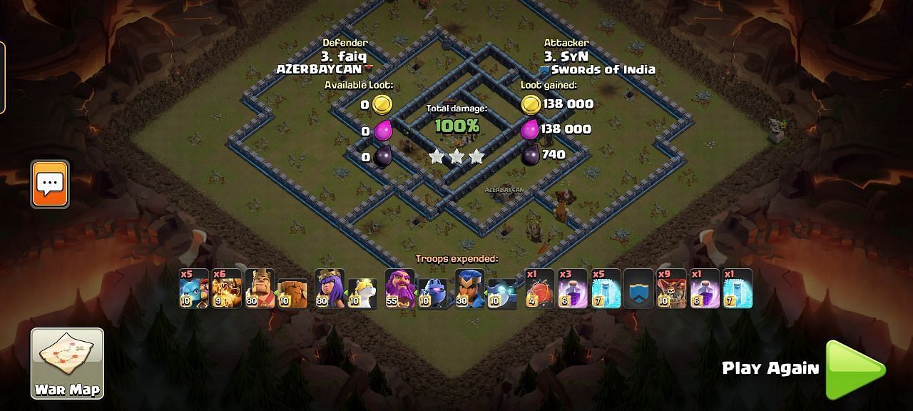 TH14 attack strategy: perfect three stars (Image via Clash of Clans)