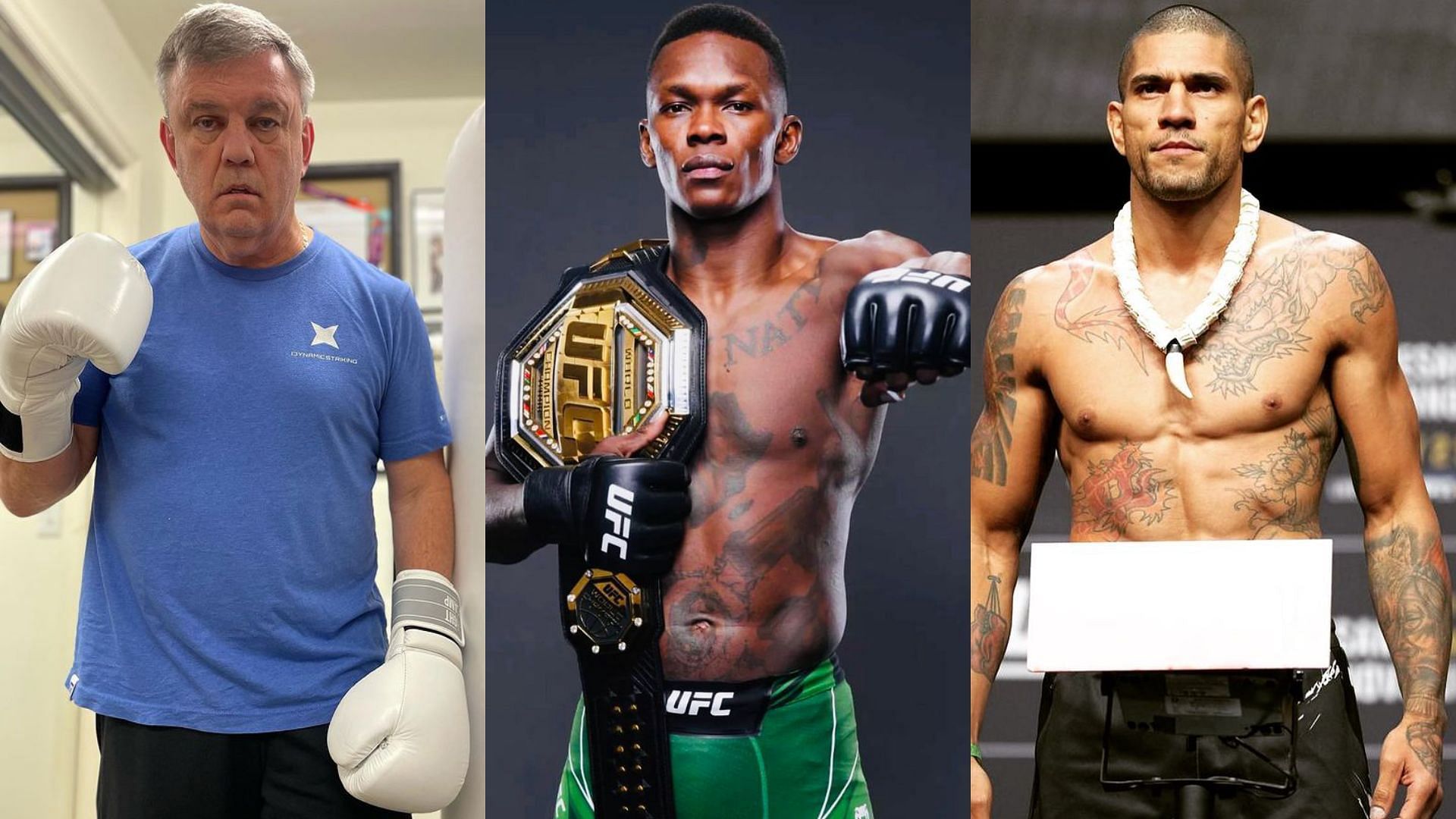 Teddy Atlas (L), Israel Adesanya (M), and Alex Pereira (R) [Images Courtesy: @teddy_atlas, @stylebender, and @alexpoatanpereira on Instagram]