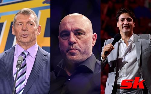 Vince McMahon (Left), Joe Rogan (Center), Justin Trudeau (Right)