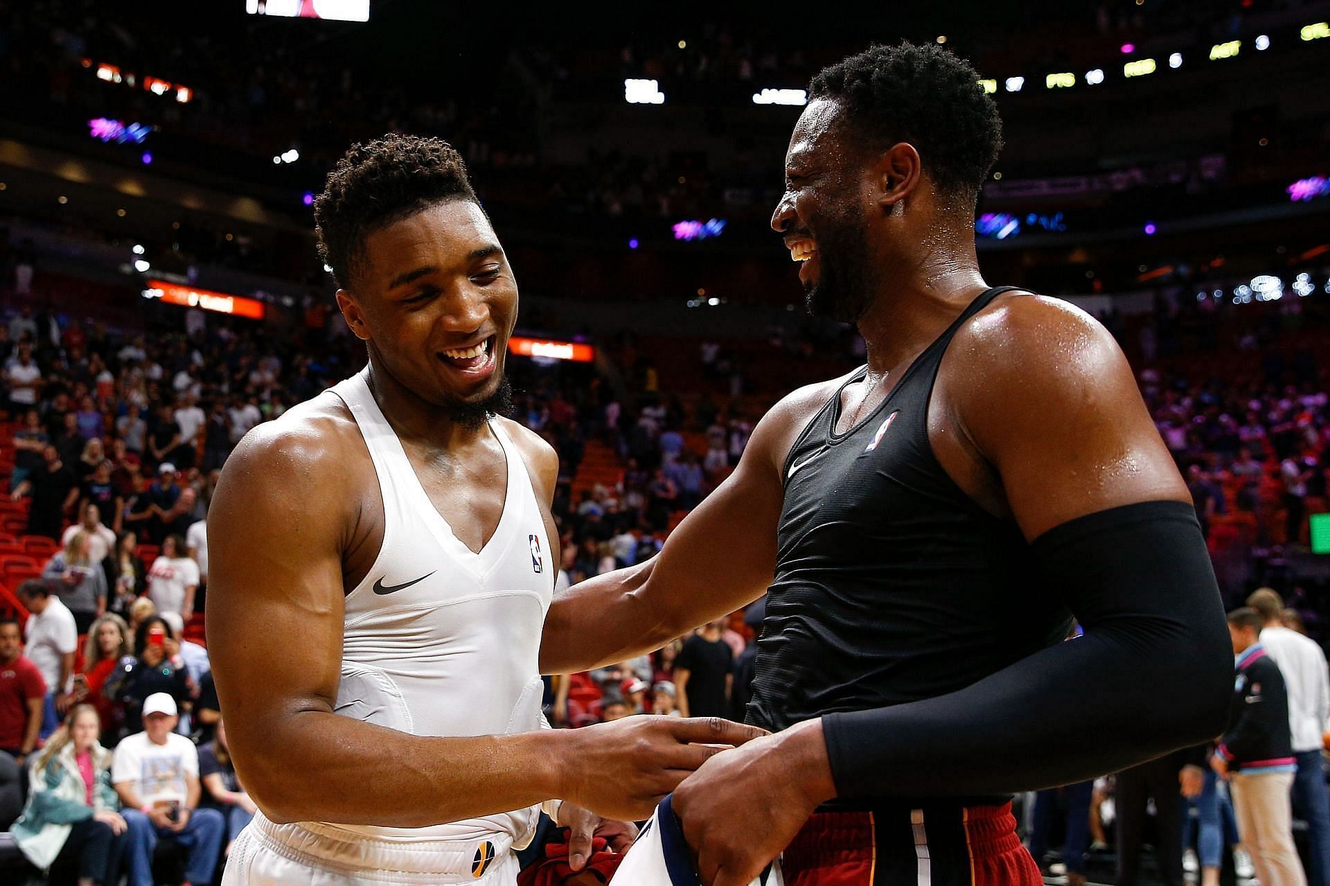 Donovan Mitchell, left, and Dwyane Wade, right. Wade is often regarded as the greatest player for the Miami Heat.