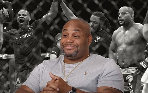 Jon Jones (left), Daniel Cormier (right) (Images via Getty and YouTube/Pivot Podcast)