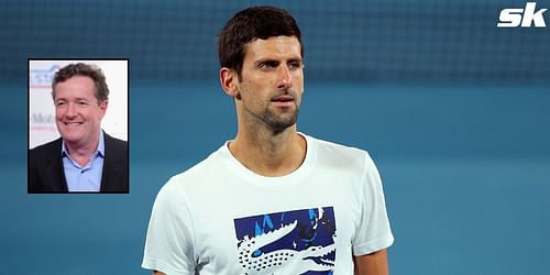 Novak Djokovic's stance on COVID-19 vaccination continues to draw flak, including one from Piers Morgan (insert).