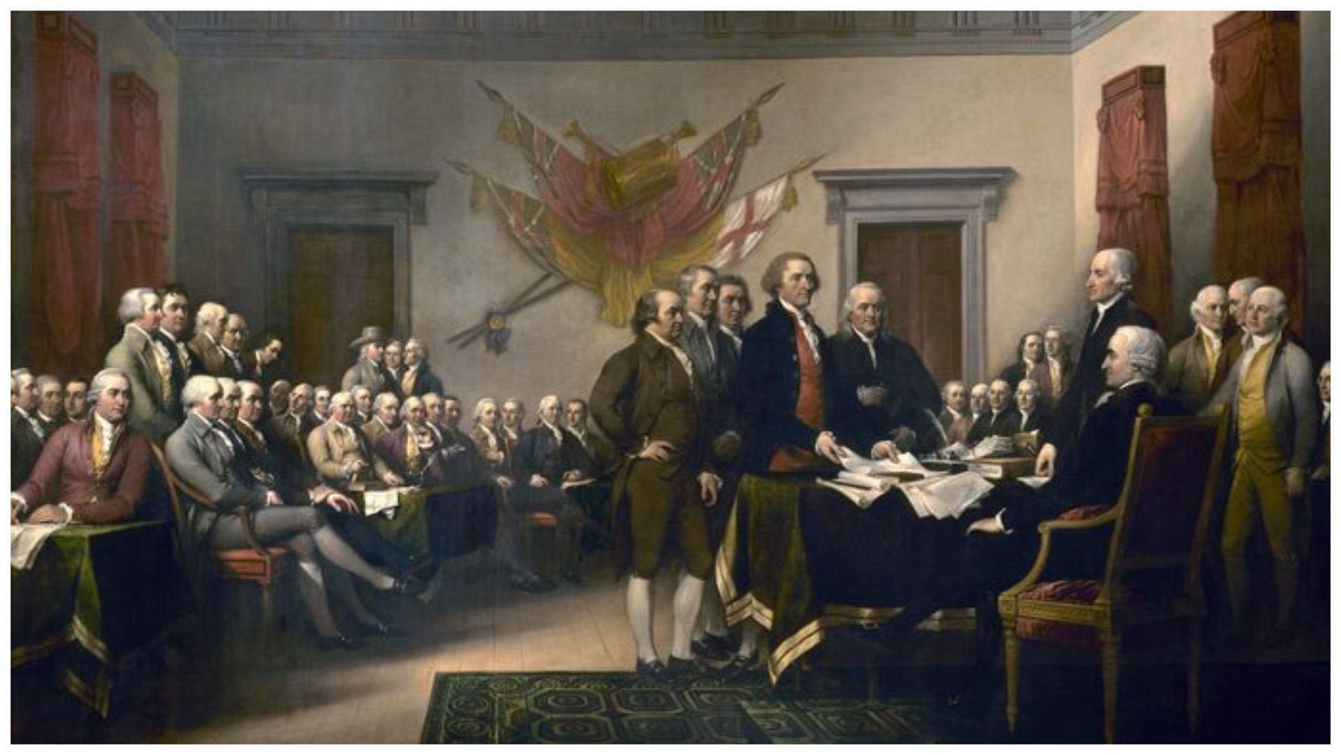 The Declaration of Independence was adopted on 4th of July, 1776 (image via Getty Images/Graphicaartis)