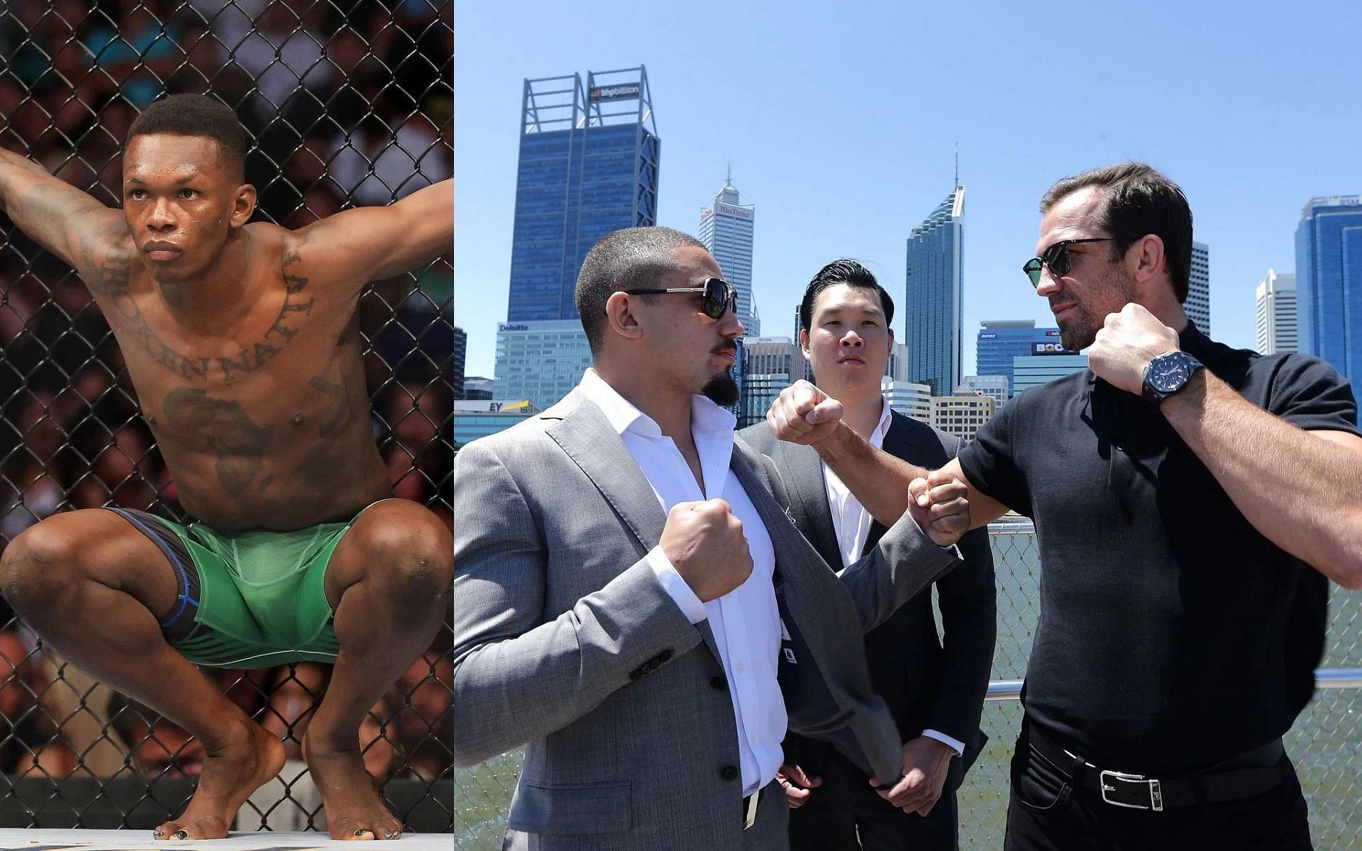 Israel Adesanya (Left), Robert Whittaker and Luke Rockhold (Right) (Images courtesy of Getty)