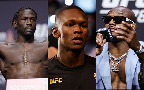 Jared Cannonier (L); Israel Adesanya (C); Kamaru Usman (R)