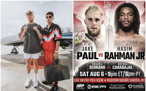 Jake Paul (left) and Ryan Garcia (right), Jake Paul (left) and Hasim Rahman Jr. (right) - Images via @jakepaul on Instagram