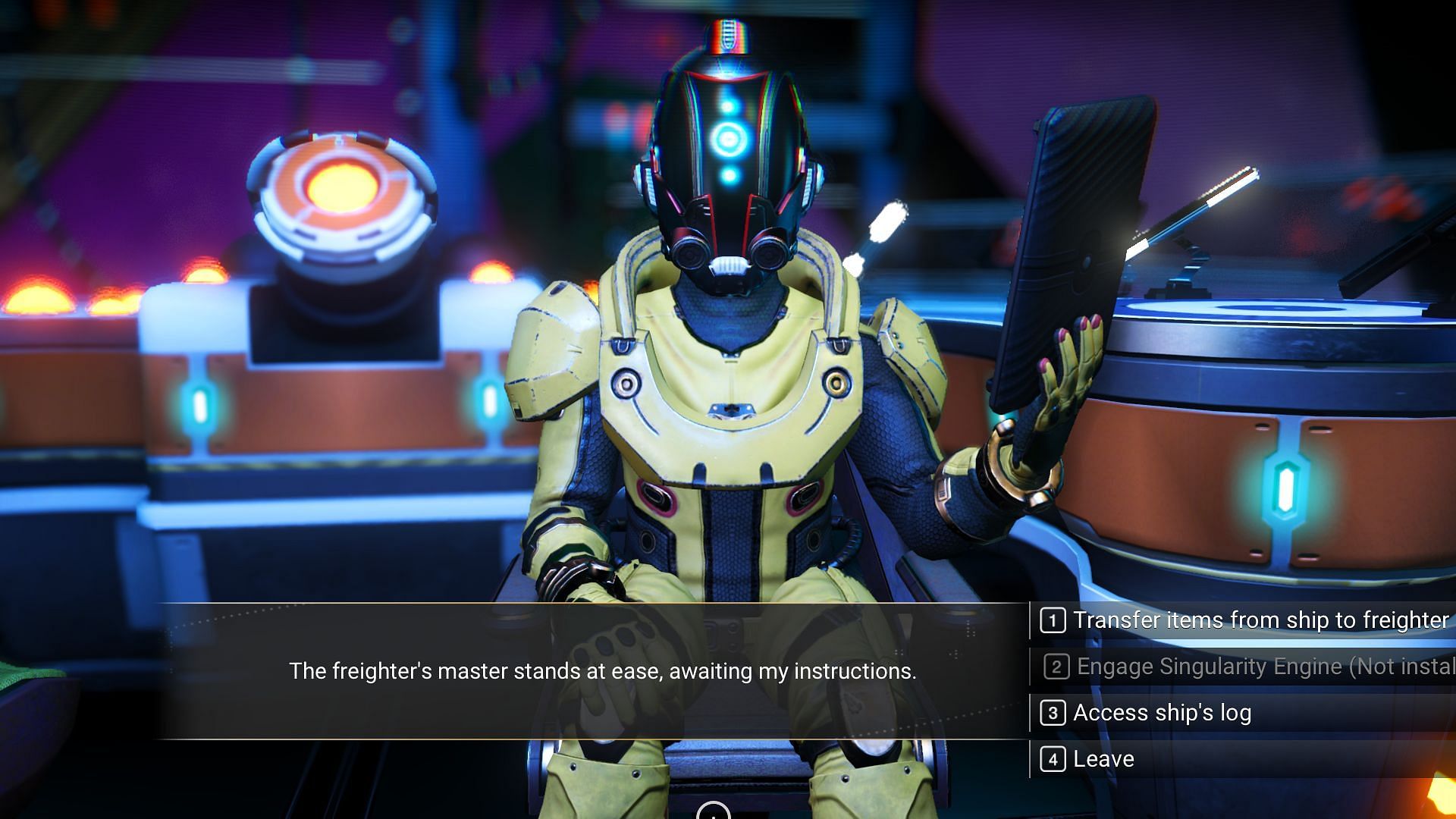 Talking to the ship&#039;s captain (Image via Hello Games)