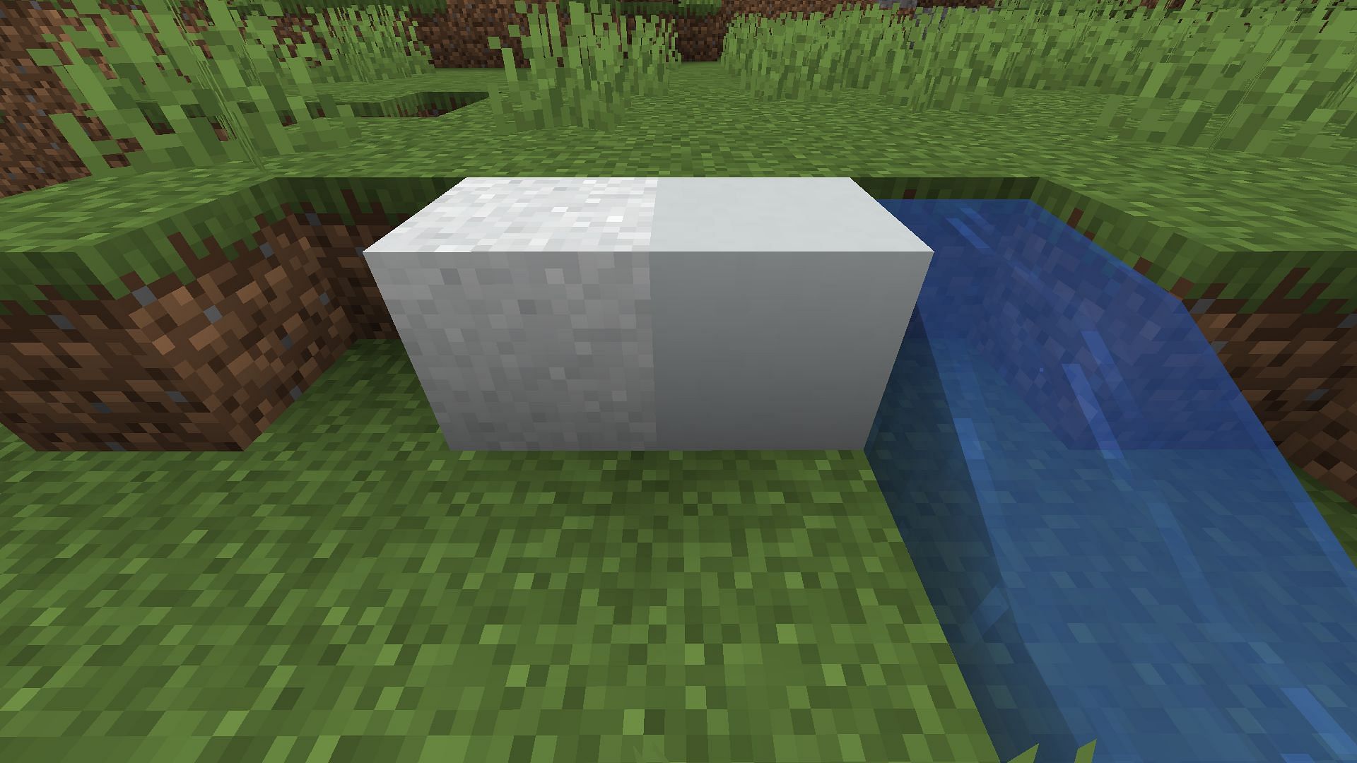 When water source block or water flowing block comes in contact with concrete powder blocks, they instantly convert into solid concrete (Image via Minecraft 1.19)
