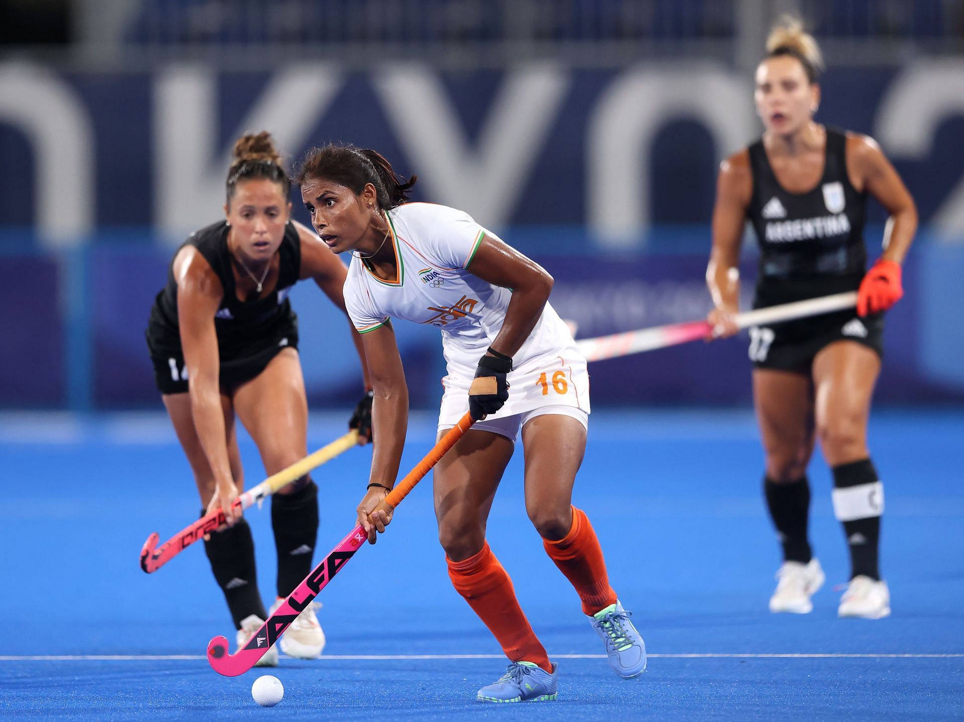 Argentina v India- Hockey - 2021 Olympics: Vandana Katariya in action during the Women&#039;s Semifinal match