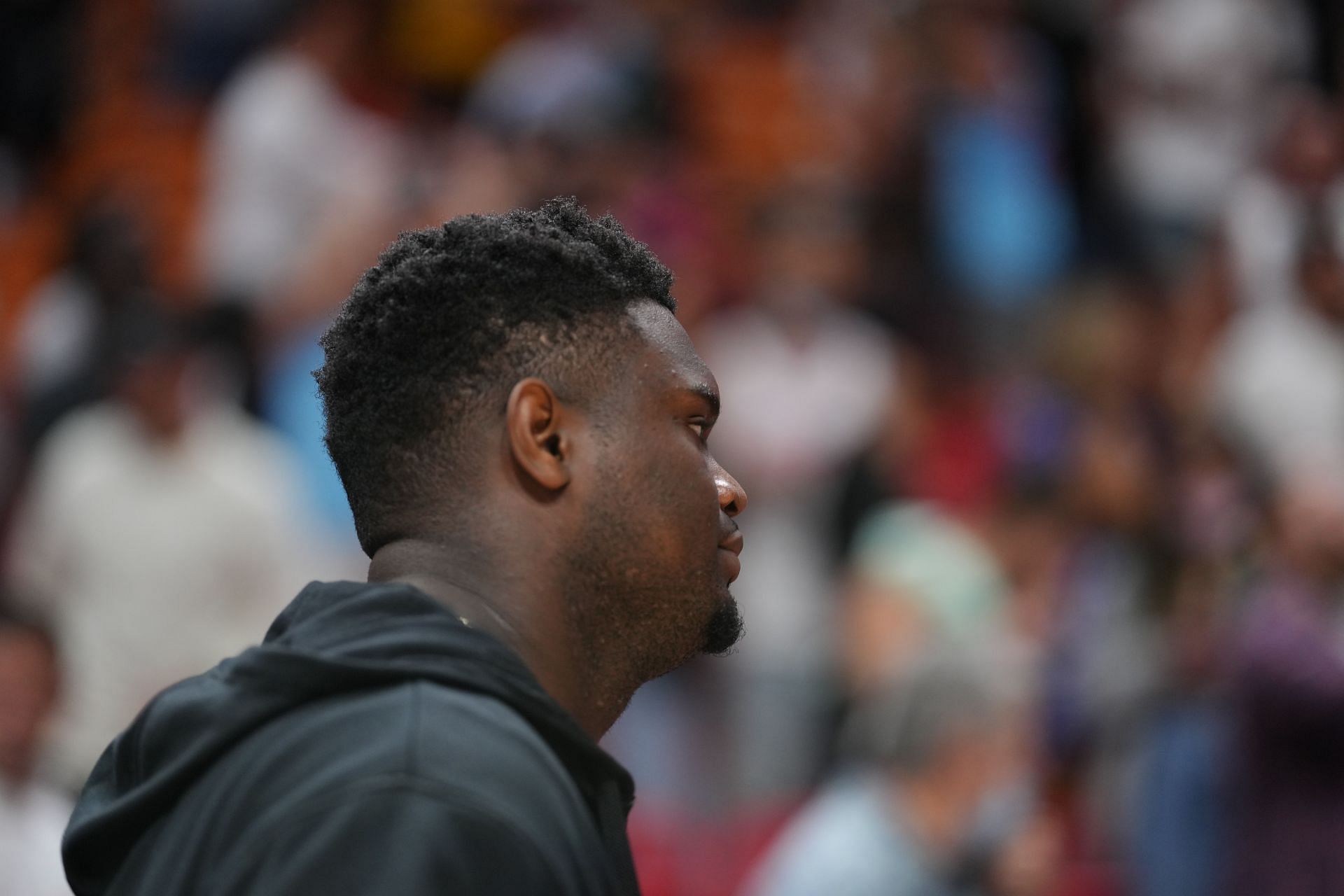 Zion Williamson of the New Orleans Pelicans leaves the bench after a game against the Miami Heat on Nov. 17 in Miami, Florida.