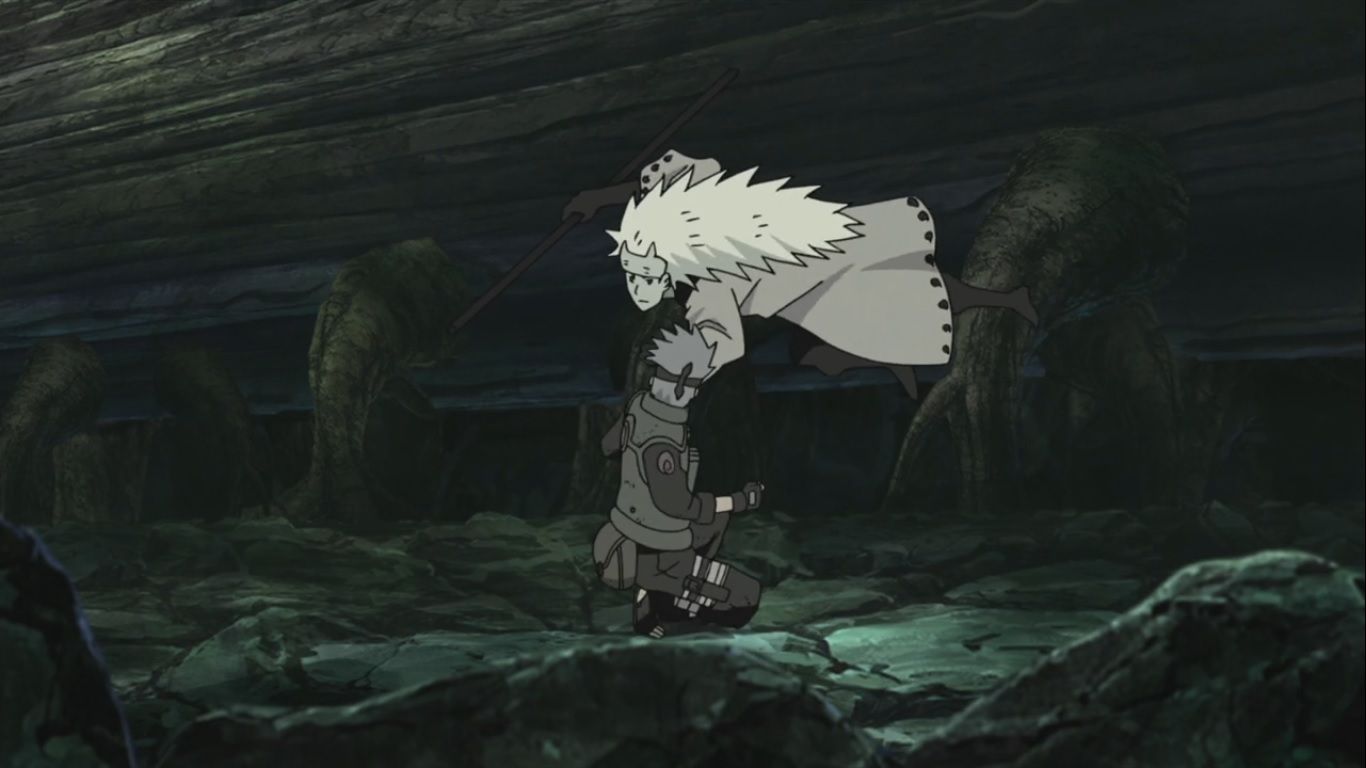 Madara stealing Kakashi&#039;s Sharingan (Image via Pierrot)