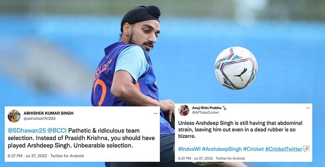 IND vs WI 2022: "We haven't got a replacement of Zak till now" - Twitterati fume as India leave out Arshdeep Singh from 3rd ODI