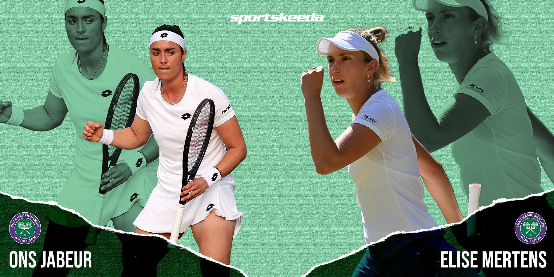 Ons Jabeur (L) &amp; Elise Mertens will clash in Wimbledon R4