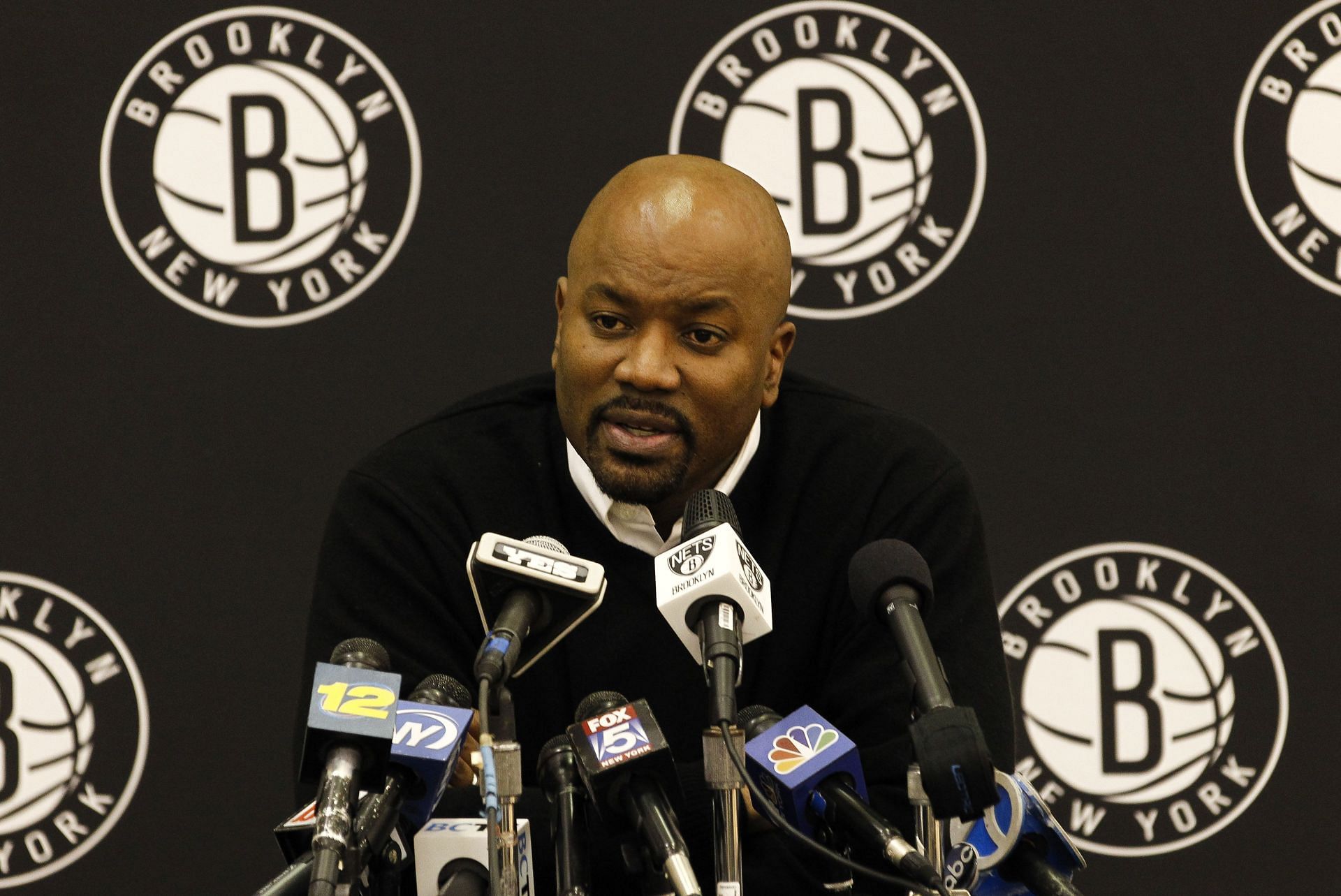 Billy King of the Brooklyn Nets at the Press Conference Announcing Firing Of Head Coach Avery Johnson