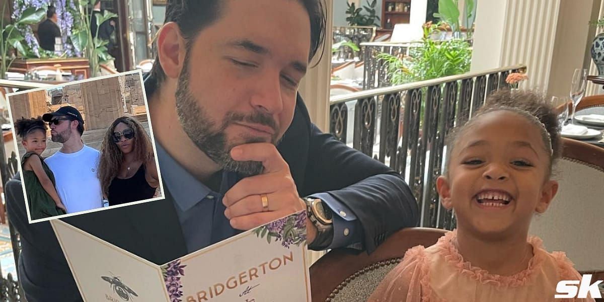Alexis Ohanian with wife Serena and daughter Olympia [inset], and with daughter only [right]