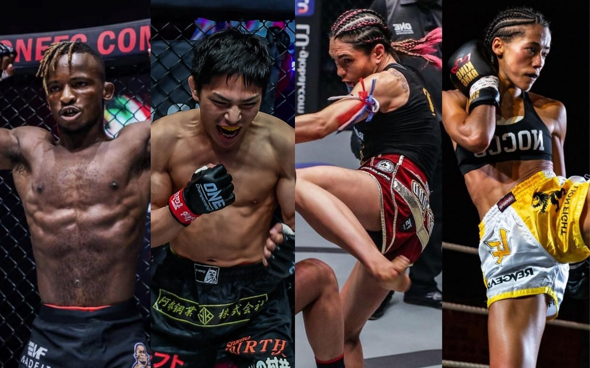 (From left to right) Bokang Masunyane, Hiroba Minowa, Janet Todd and Lara Fernandez are some fighters you need to look out for at ONE 159. (Images courtesy: ONE Championship, @larafdz13 on Instagram)