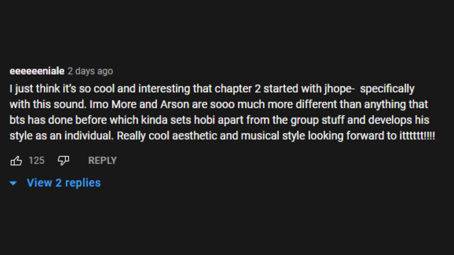 A fan comment on YouTube (image via YouTube)