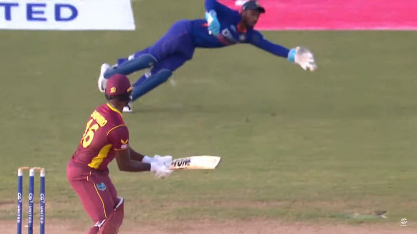 Sanju Samson&#039;s stop saved the day for India [P/C: Twitter]
