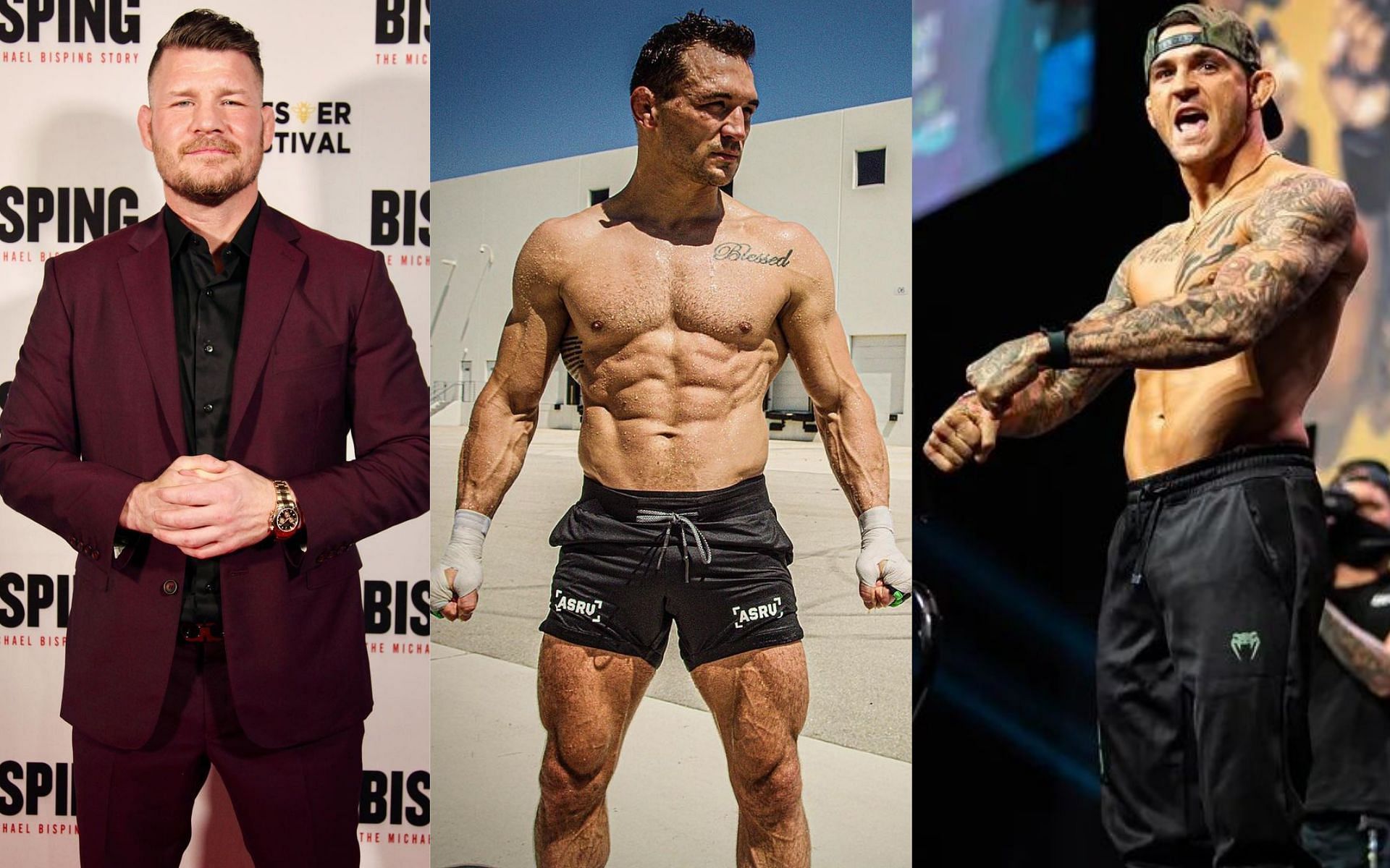 Michael Bisping (left), Michael Chandler (center), Dustin Poirier (right) [Images courtesy: @mikebisping, @mikechandlermma and @dustinpoirier via Instagram]