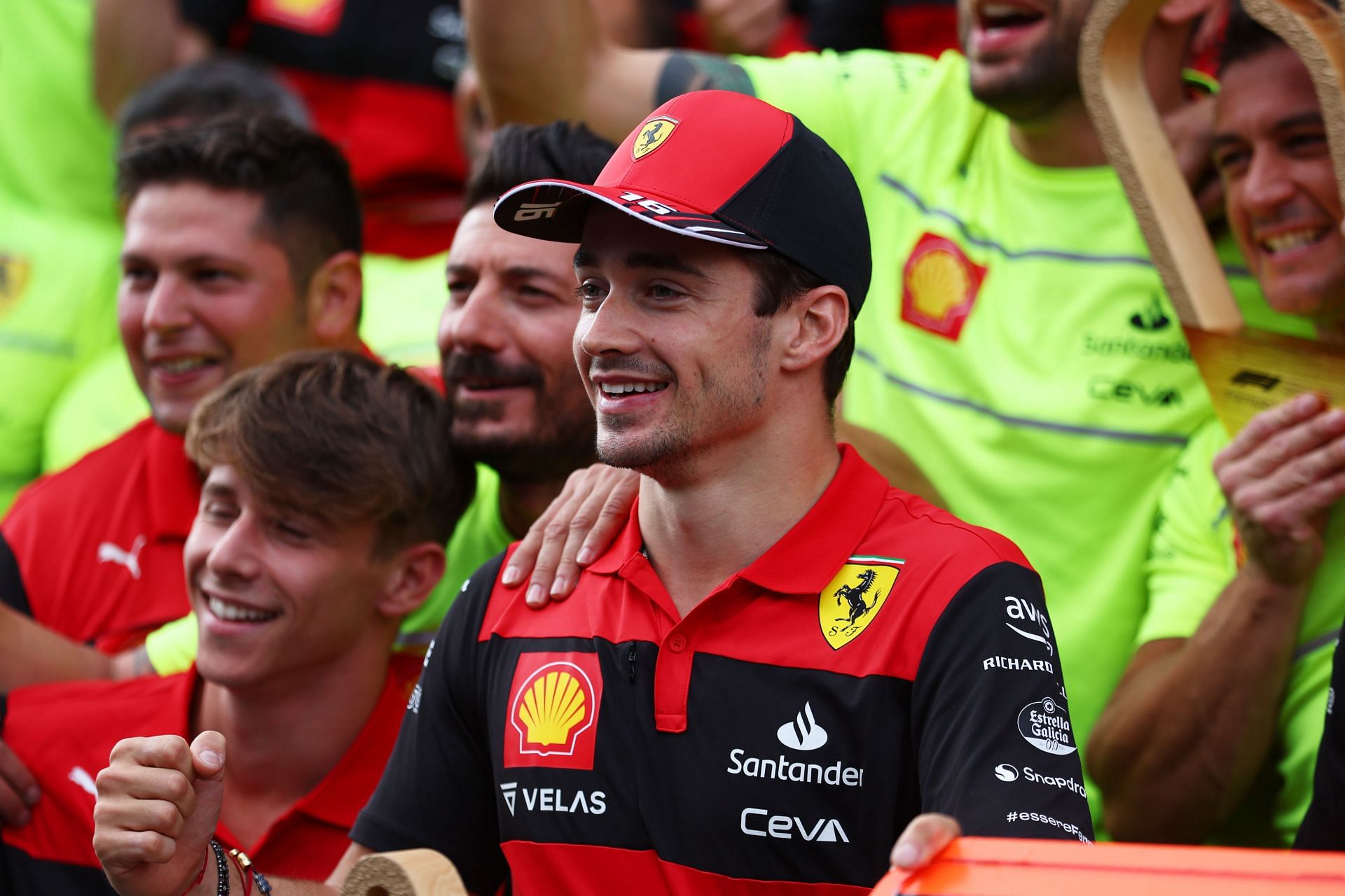 2022 F1 Grand Prix of Austria - Charles Leclerc celebrates with his team at Spielberg