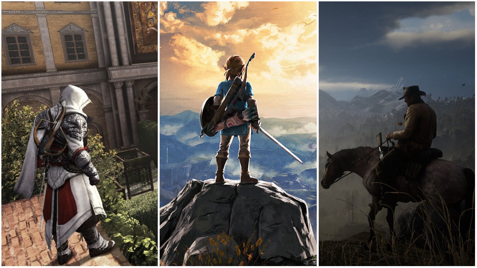 Some of the best open-world games from the 2010s (Image via Ubisoft, Nintendo &amp; Rockstar Games)