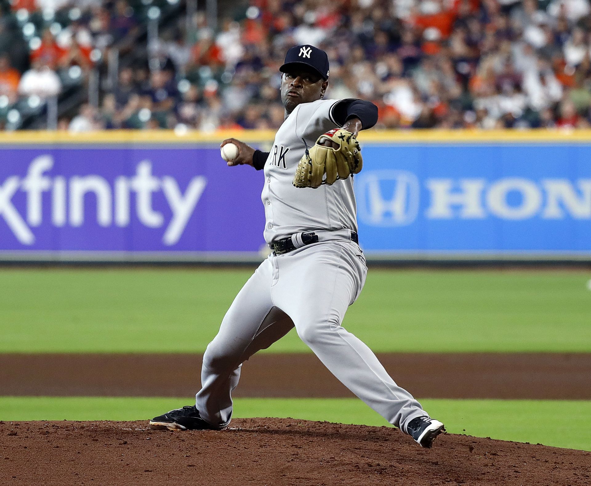 New York Yankees starting pitcher Luis Severino nailed Houston Astros base runner Kyle Tucker while he was trying to steal home on Thursday night.